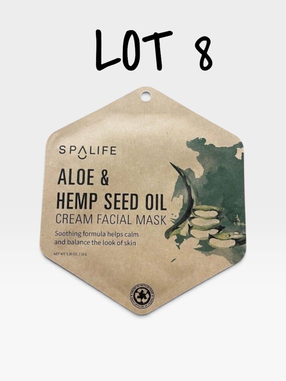 Spa Life Aloe & Hemp Seed Oil Cream Facial Mask 0.35 oz - Set of 8 Packs New